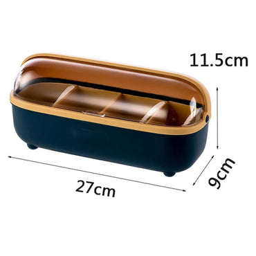 (net) Spice Bottle Four Compartment Condiment Spice Box,with Spoons,Suitable for Kitchen