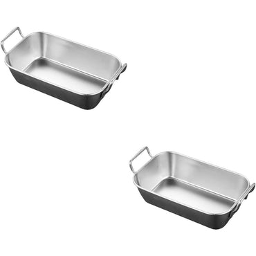 (NET) Stainless Steel Rectangle Metal Tray for Kitchen SILVER 10x17x5CM
