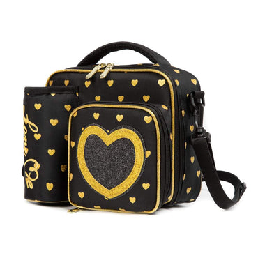 (NET) Heart Shaped Lunch Bag With Bottle Holder Crossbody Lunch Box With 3 Compartments