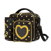 (NET) Heart Shaped Lunch Bag With Bottle Holder Crossbody Lunch Box With 3 Compartments