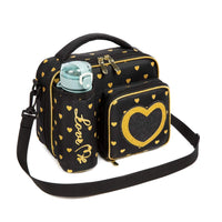 (NET) Heart Shaped Lunch Bag With Bottle Holder Crossbody Lunch Box With 3 Compartments