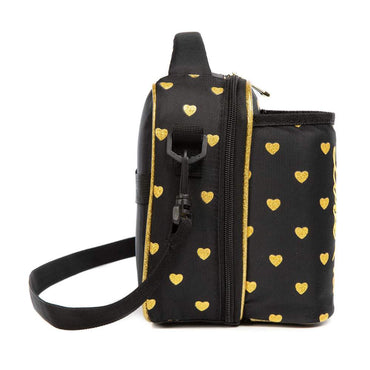 (NET) Heart Shaped Lunch Bag With Bottle Holder Crossbody Lunch Box With 3 Compartments