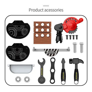 (Net) Bus-Shaped Construction Tool Kit - Interactive Play Cart for Kids