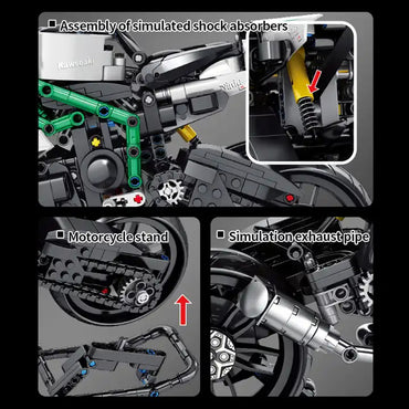 (Net) Small Particle Building Block Motorcycle Racing Locomotive Toy