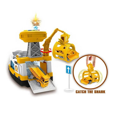 Shark Capture Ship Playset with Vehicles and Chopper