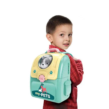 2-in-1 Aqua Yellow Backpack Pet Bathing and Cleaning Pretend Play Set