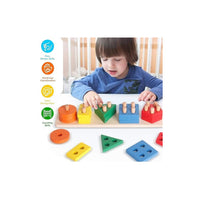 Wood Five Column Shape Matching Playset