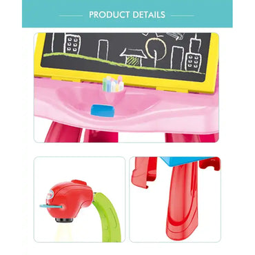 Kids' Magnetic Drawing Table Set with Lamp Projection Light