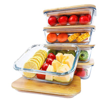 Glass Meal Prep Lunch Container with bamboo