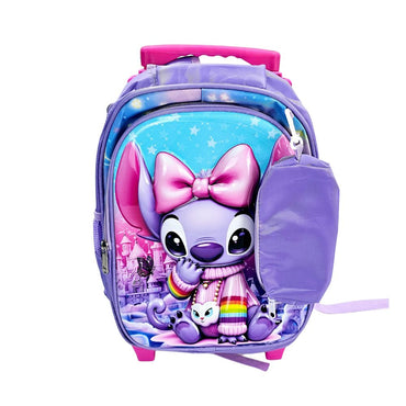 (Net) Stitch Trolley Backpack With Pencil Case