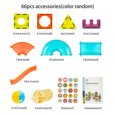 66 PCS Shining Magnet Building Tiles - Educational Construction Toy Set