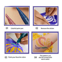 Tattoo Set With Pen Stickers Pretend Play Makeup Fashion Beauty Kit Washable Glitter