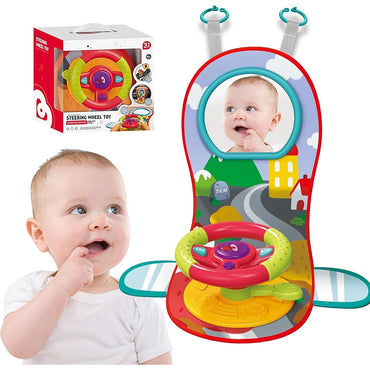 (Net) Travel Baby Toys Interactive Dashboard Steering Wheel Pretend Play Driving Toy Rear Car Seat Toys With Mirror