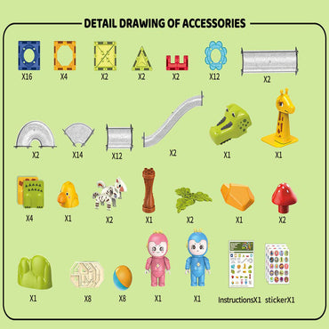 104-Piece Magnetic Animals Park Paradise Building Blocks Set