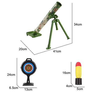 Toy Mortar Shooting Game Launcher Kid with Music Function Adjustable Elevation And Foam Rocket Missiles Included
