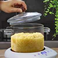 Glass Cooking Pot, Microwave Safe Heat-Resistant Instant Glass Noodle Bowl Cooking Pot with Lid and Handles for Baby Food, 1900ML Heat-resistant Glass