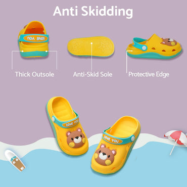 Yellow Bee Cute Bear Clogs for Boys