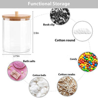 (Net) Round Cotton Swab Holder With Bamboo Lid