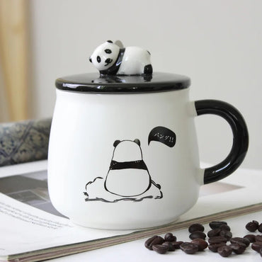 (Net) Panda Design Ceramic Cup with Matching Cap / 890120