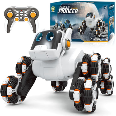 (Net) Robot Dog RC Stunt Car 360 Degree Rotating Remote Dog With Spraying Light 8WD