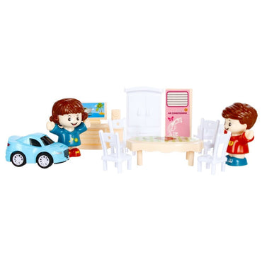 Mega Creative Dollhouse Set with Furniture, Dolls, and Toy Car