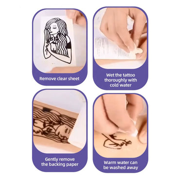 Tattoo Set With Pen Stickers Pretend Play Makeup Fashion Beauty Kit Washable Glitter