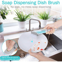 Soap Dispensing Dish Brush, Kitchen Scrub Brush for Pans Pots Sink