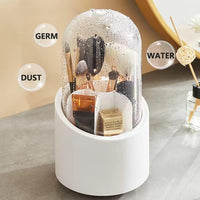360°  Rotating Makeup Brush Storage Box Portable Desktop Cosmetic Organizer Makeup Brush Holder With Lid Clear Acrylic Cover