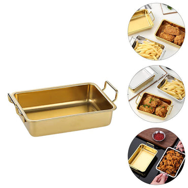(NET) Food Serving Tray with Handle Plate 21x21x5 CM