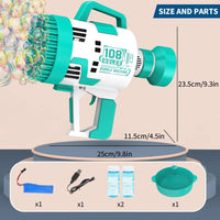 (NET) Bubble Gun 108 Holes Bubble Machine Gun Bubble Blower with Colorful Lights for Kids Adults  Summer Toys