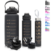 (NET) Water Bottle With Straw Set 3 Pcs