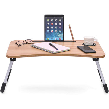 (Net) Wood Laptop Table Bed Study Table Writing Table Bed Table Breakfast Serving Tray for Sofa Bed with Foldable Metal Legs with Mobile Dock/ KL229