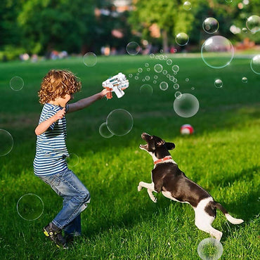 Kids Bubble Gun with 2 Bottles of Bubble Solution