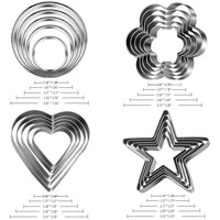 (net) Cookie Cutters Set Stainless Steel Multi-Size Biscuit Cutters Cutting Shapes  20 pcs