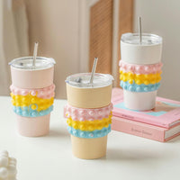 (Net) Decompression Ceramic Mug with Straw Seal Cover / 11058