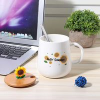 (Net) Summer Sunflower Ceramic Cup with Cap