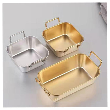 (NET) Food Serving Tray with Handle Plate 20x16x6 CM