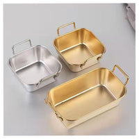 (NET) Food Serving Tray with Handle Plate 20x16x6 CM