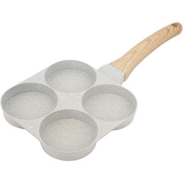 4 Hole Nonstick Egg Hamburger Frying Pan, Versatile Mini Omelette Pan with Handle, Pancake Pan,Easy Release, Easy Cleaning,Perfect for Home Cooking