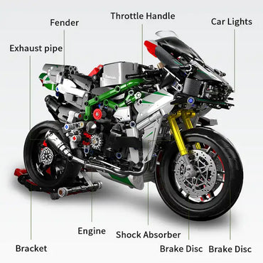 (Net) Small Particle Building Block Motorcycle Racing Locomotive Toy