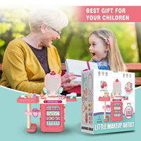 (Net) 3-in-1 Pink Dressing Table Beauty Makeup Set for Girls