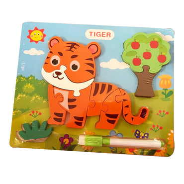 Wooden Animal Puzzle With Marker