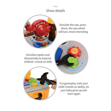 (Net) Bus-Shaped Construction Tool Kit - Interactive Play Cart for Kids