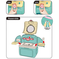 2-in-1 Aqua Yellow Animal Cat And Dog Bag Pretend Play Pet Care Set