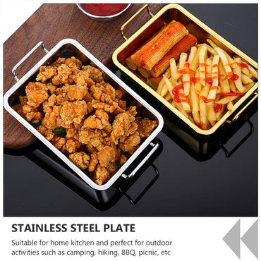 (NET) Food Serving Tray with Handle Plate 26x26x5 CM