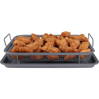 (NET) Non-Stick Air Fry Crisper Basket with Tray, Carbon Steel Crisping Basket for Even Cooking