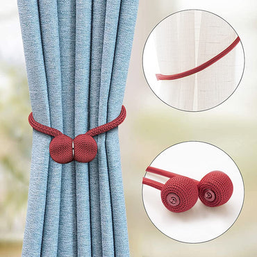 (net) Magnetic Curtain Tiebacks Curtain Clips Rope Holdbacks Curtain Weaving Holder Buckles For Home Office Decorative 1 piece