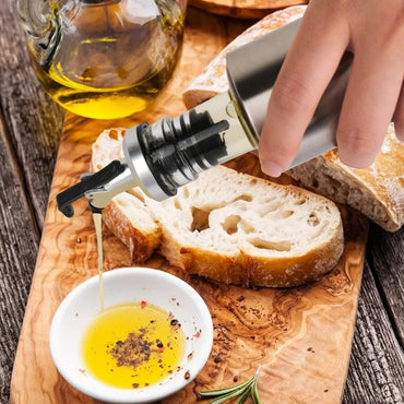 Oil Dispenser Bottle, Premium Glass Stainless Steel Cruet, Oil Pourer Spout,Use in Olive Oil/ Vinegar/Sauce/Sesme Oil/Pepper Oil 500 ML