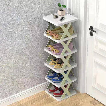 6 layer Stackable Shoe Storage Box Entryway Shelf Box Plastic Shoe Cabinet Space Saver