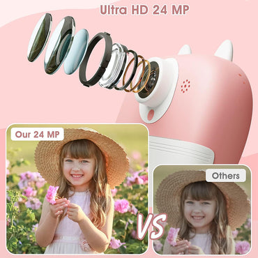 (Net) Children's Camera, Digital Camera Children's Print Instant Camera 1080P 2.4 Inch Display Video Camera Black and White Photo Camera with 32 GB and 3 Rolls